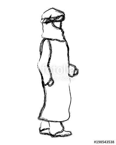400x500 Grunge Arabic Man With Turban And Robe Design Stock Image