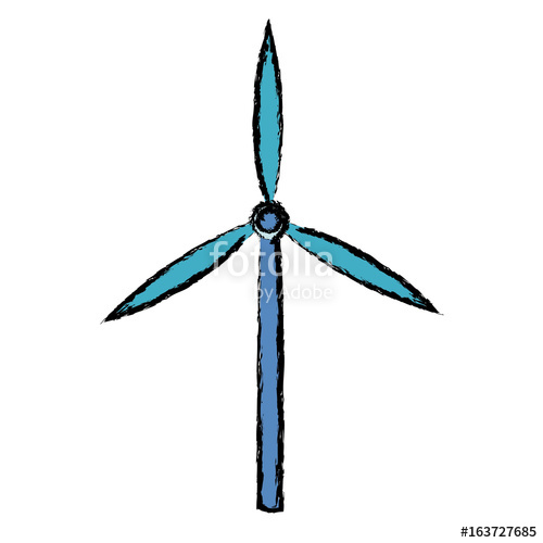 500x500 Drawing Wind Turbine Tower Energy Recycle Design Vector