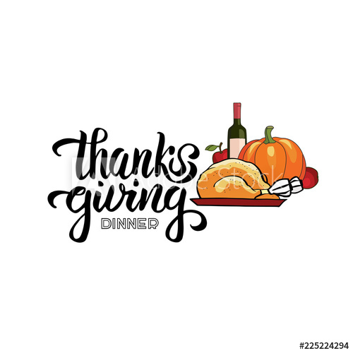 500x500 Hand Drawn Thanksgiving Dinner Typography Poster Pumpkin, Apples
