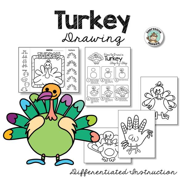 600x600 Turkey Drawing Expressive Monkey