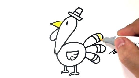 593x334 Draw A Turkey Easy Thanksgiving How To Draw Turkey Simple Drawing