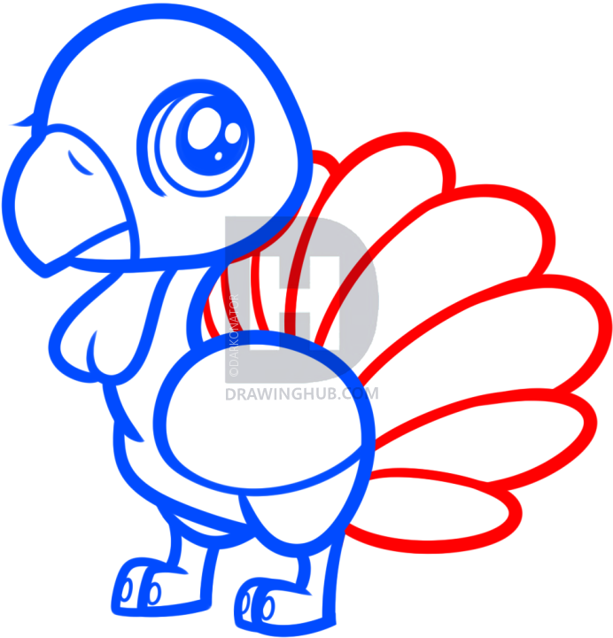 692x720 How To Draw A Chibi Turkey For Kids, Step