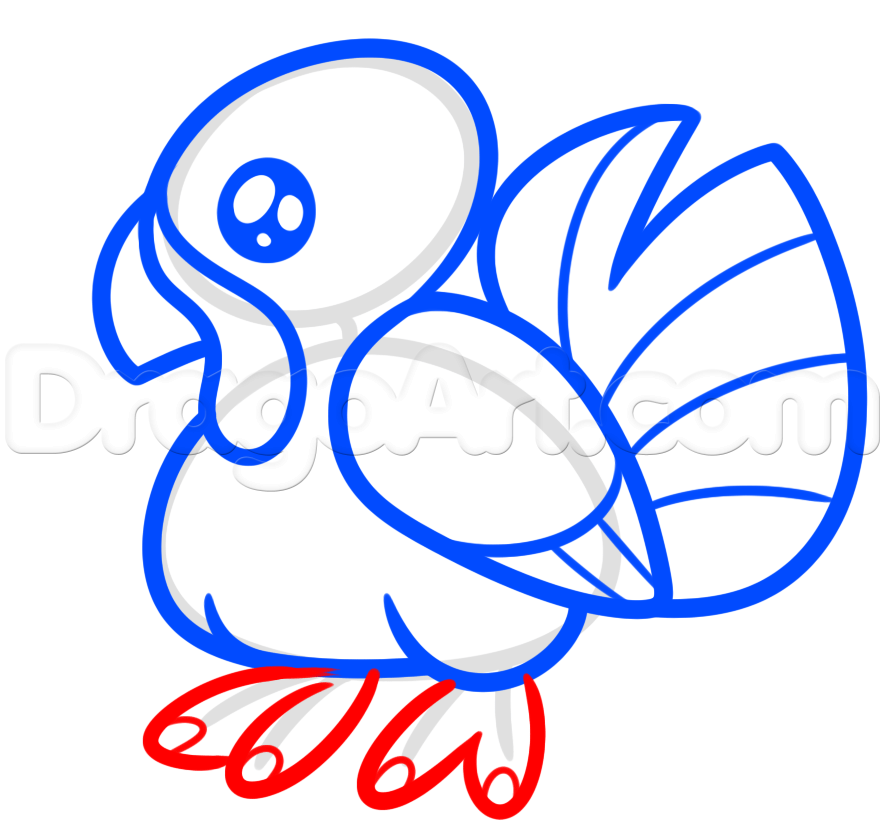 885x834 How To Draw A Simple Turkey, Step