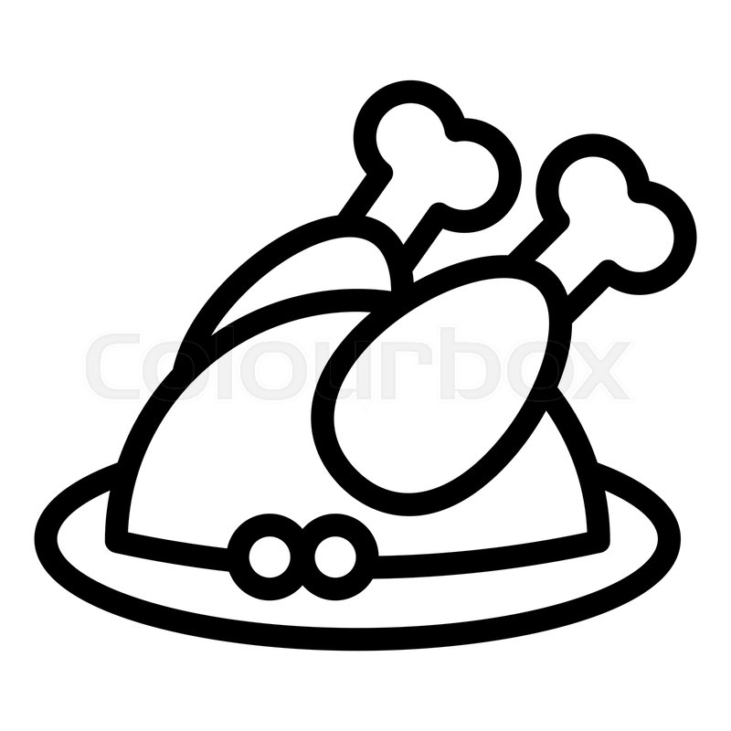 800x800 Fried Turkey Line Icon Roast Turkey Stock Vector Colourbox