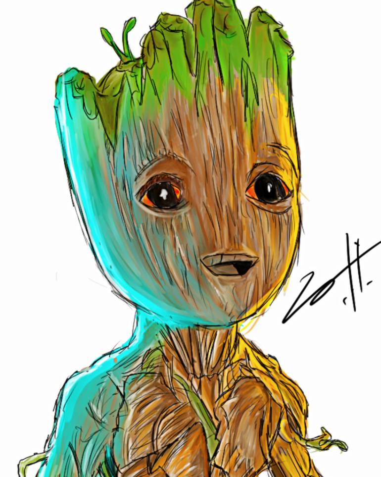 770x963 Baby Groot Painting