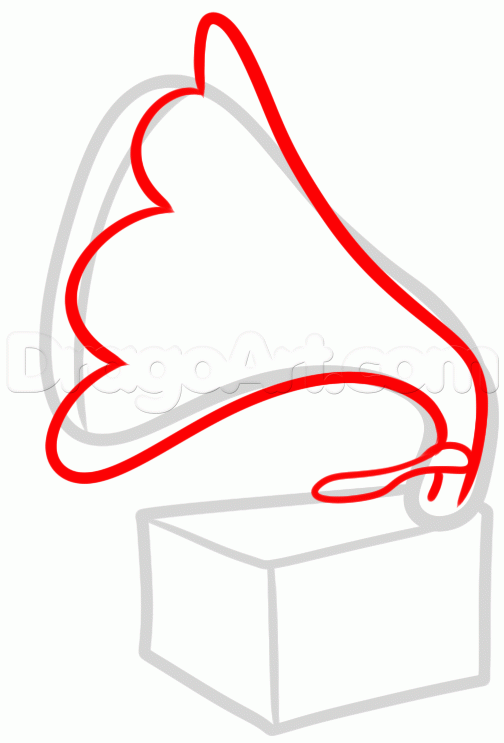 504x743 How To Draw A Record Player, Phonograph, Step