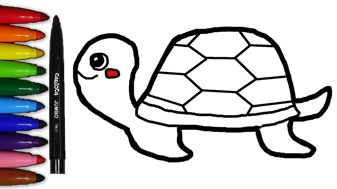 1280x720 Cute Turtle Coloring And Drawing For Kids, Toddlers, Colors