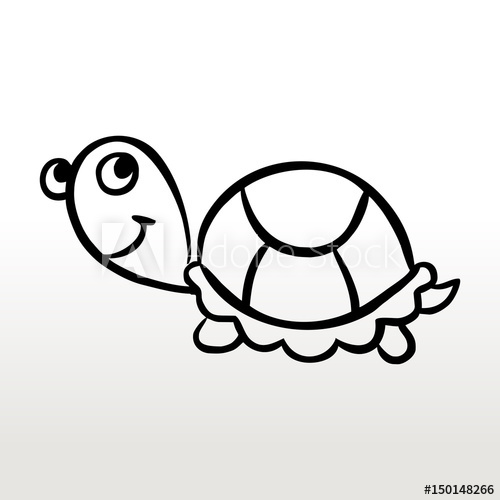 500x500 Turtle Children's Coloring Outline Drawing Black And White