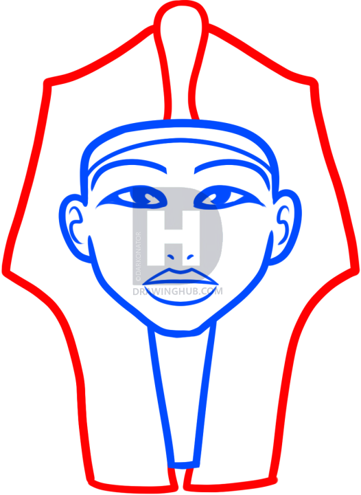 526x720 How To Draw King Tut For Kids, Step