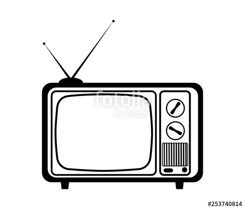 500x427 home appliances, simple drawing of an old tv with antenna stock