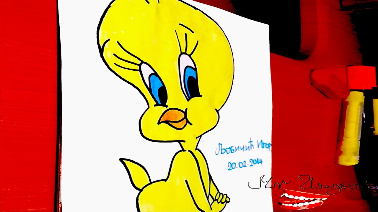 1280x720 How To Draw Tweety Bird Easy For Kids Looney Tunes