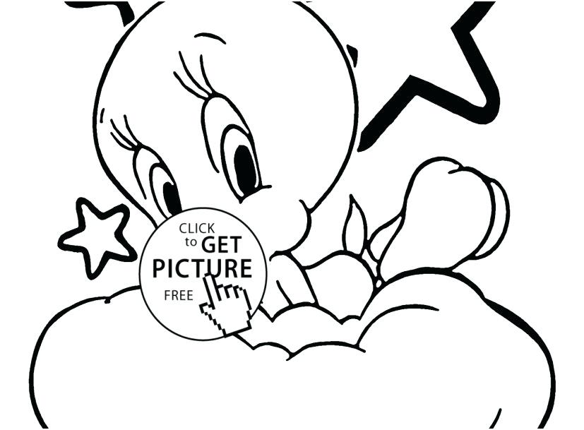 827x609 Tweety Bird Drawing Bird Coloring Pages Stock Bird On Cloud