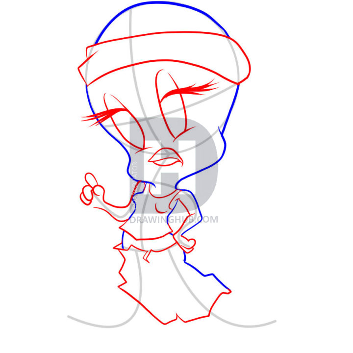 720x720 How To Draw Gangster Tweety, Step