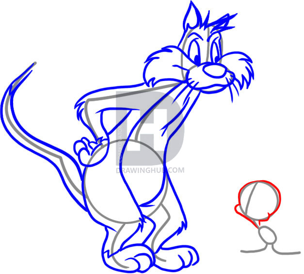 627x564 How To Draw Sylvester And Tweety, Step