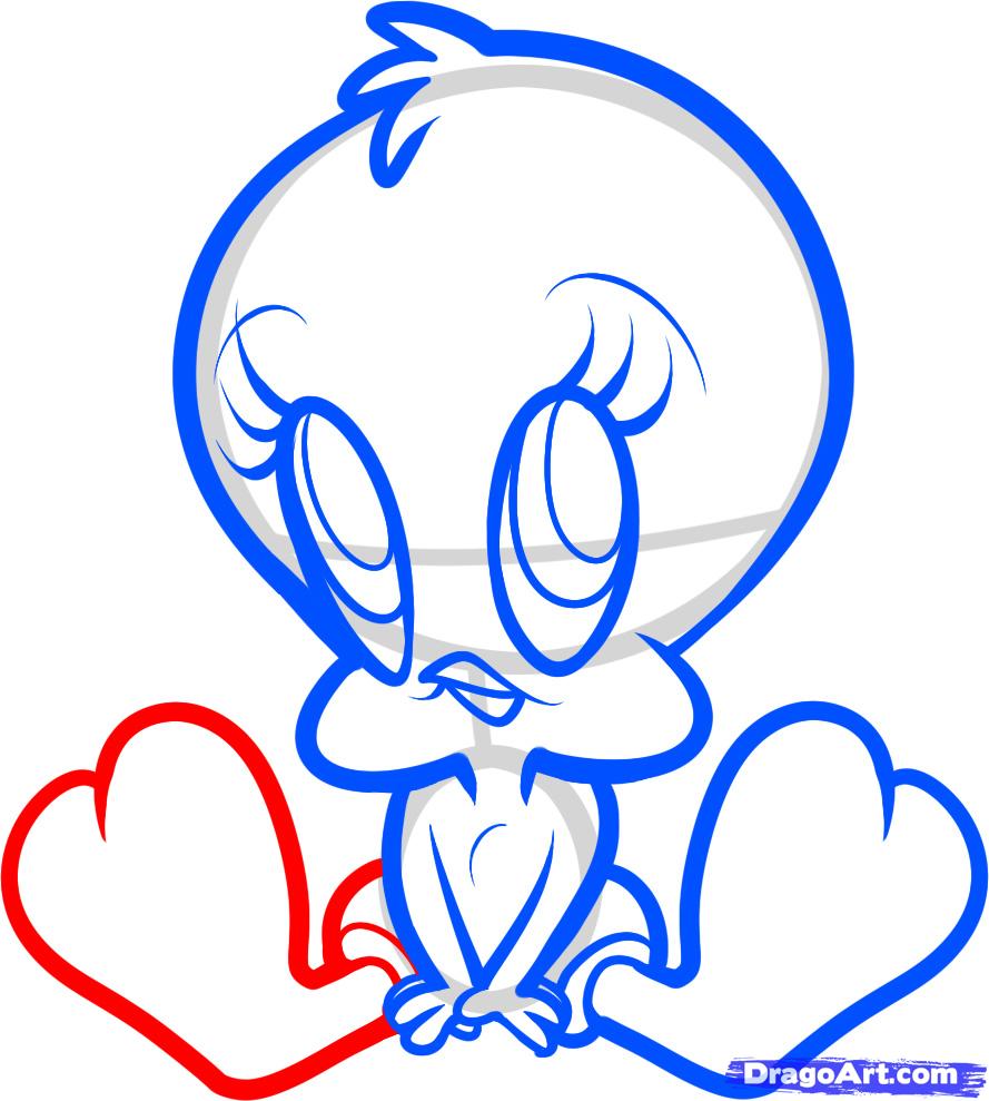889x989 How To Draw Baby Tweety, Step