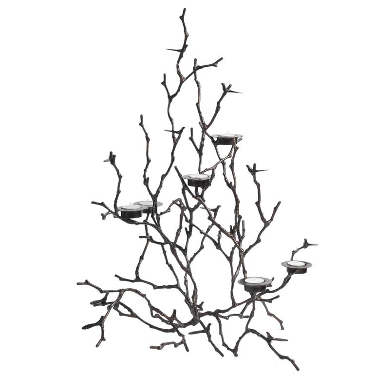 768x768 Bronze Magnolia Twigs Candle Holder For Sale