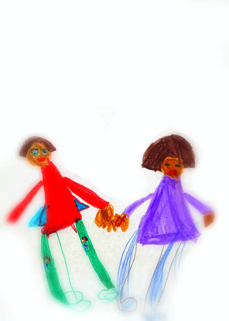 450x630 Children's Drawings Of People Two Twins Children Drawing