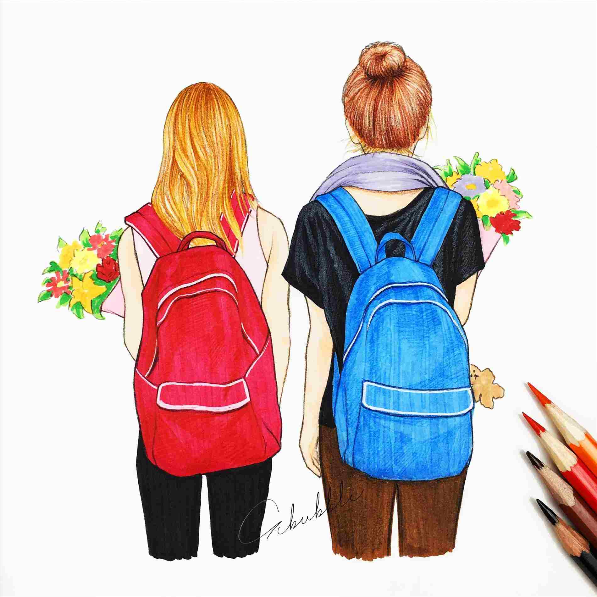Best Friend Drawings With Colour : Explore lamevamaleta's photos on ...