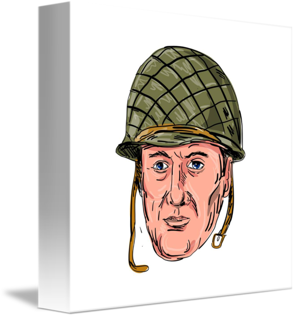 606x650 World War Two American Soldier Head Drawing