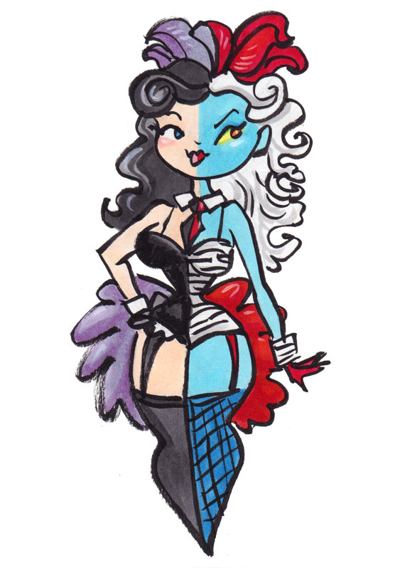 570x798 arte de planear original pin up burlesque twoface chica batman