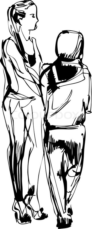 321x800 Sketch Two Girls In Pantaloons Cost Stock Vector Colourbox