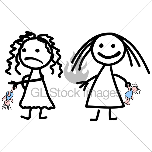 500x500 Childish Drawing Of Two Girls Gl Stock Images