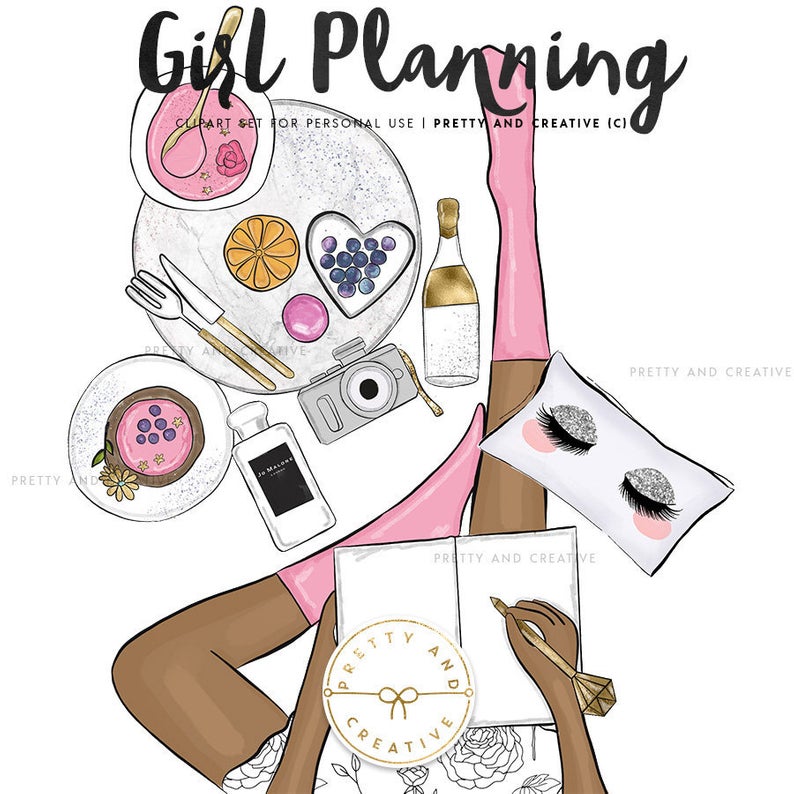794x794 girl planning planner drink flat lay scene two skin etsy