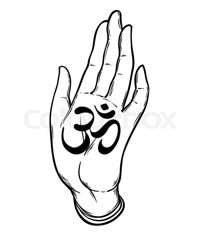 690x800 Illustration Of Two Hands Showing Om Stock Vector Colourbox
