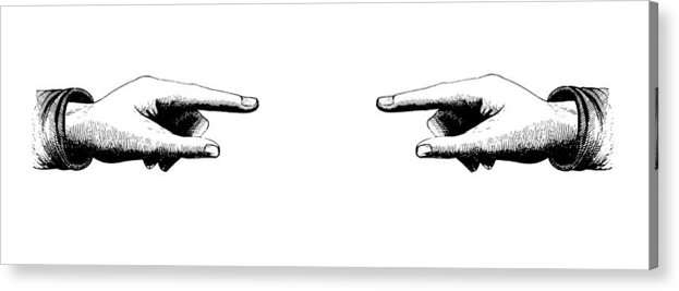 623x267 Two Hands Pointing Antique Design Illustrations Acrylic Print