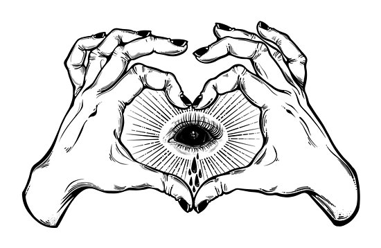 550x358 Two Hands Making Heart Sign With Black Empty Evil Eye Crying