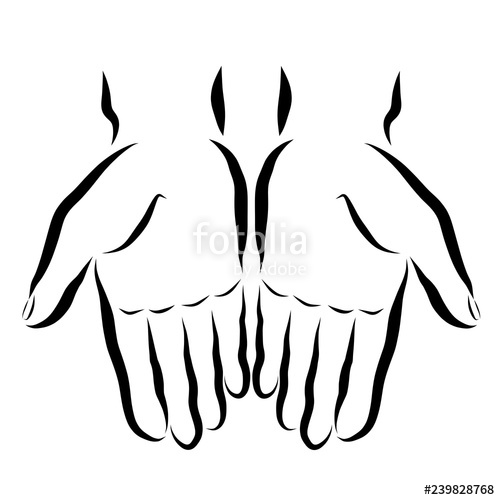 500x500 Two Hands With Empty Palms, Black Outline Stock Photo And Royalty