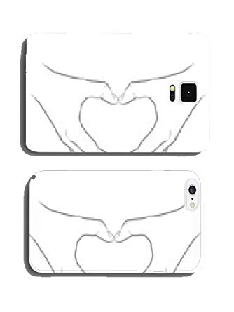 334x445 Black And White Vector Drawing Two Hands One Heart Shaped Mobile