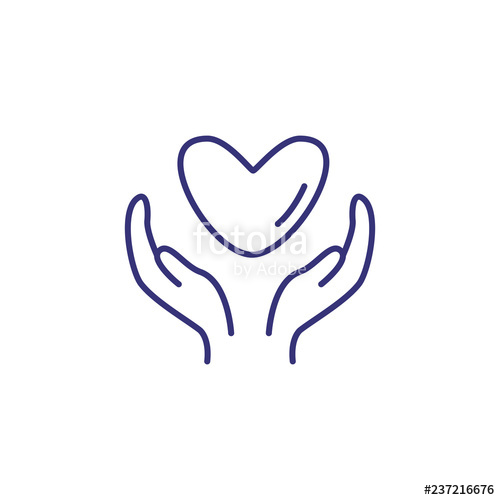 500x500 Life Insurance Line Icon Two Hands Holding Heart On White