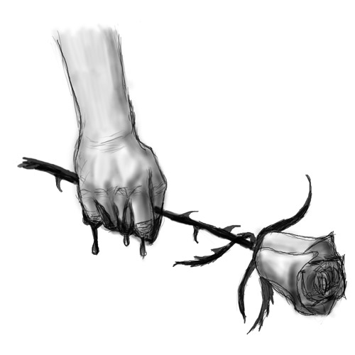 500x500 Two Hands Holding A Rose Drawing