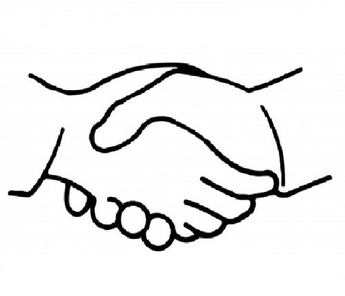 500x430 Two People Shaking Hands Drawing