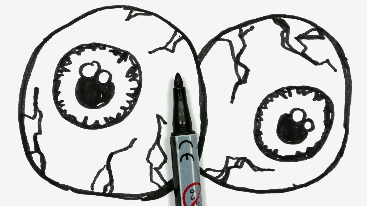 1280x720 How To Draw Two Cartoon Halloween Eyeballs