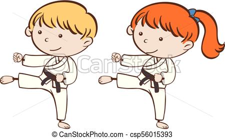 450x278 Two Kids Playing Karate Illustration