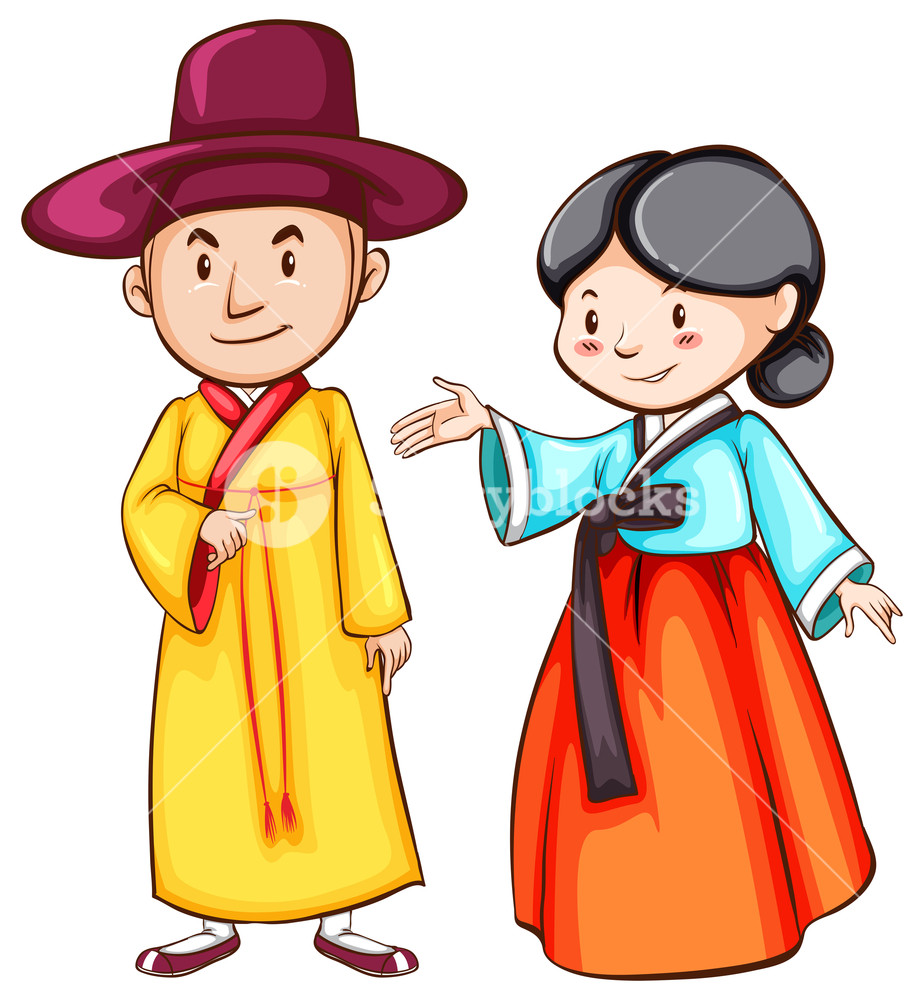 924x1000 Illustration Of The Simple Drawing Of Two Asian People On A White