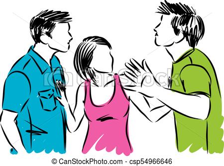 450x334 Woman With Two Men Fighting Vector Illustration