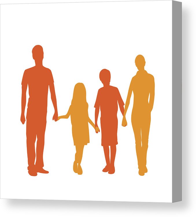 678x750 Family Silhouette, Full Length Couple With Two Kids Embracing