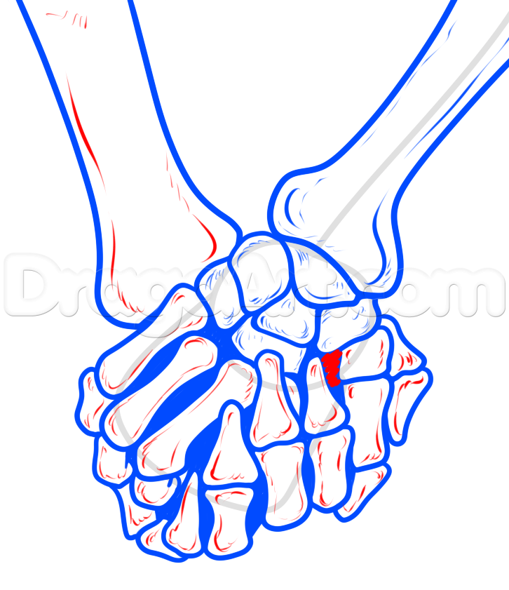 726x841 How To Draw Skeleton Hands, Step