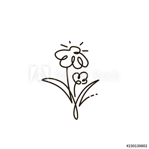 500x500 Vector Line Icon Two Flowers Gardening One Line Drawing
