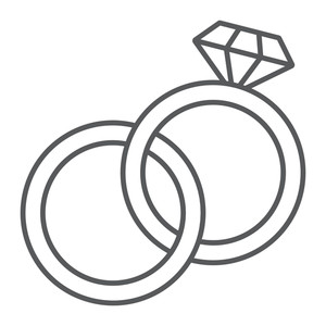 300x300 Wedding Rings Thin Line Icon, Jewelry And Marriage, Two Rings Sign