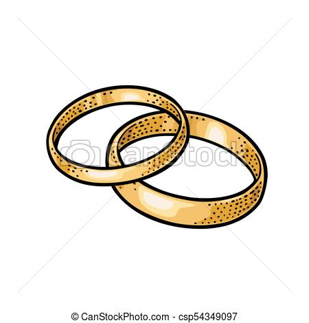 450x470 Wedding Rings Vintage Black Vector Engraving Illustration Two