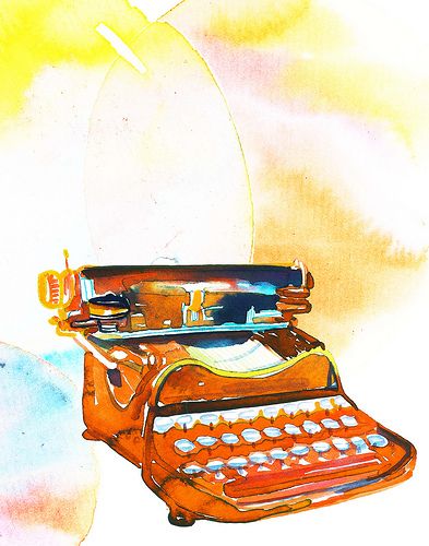 393x500 typewriter historyantique acuarela, arte, lectura