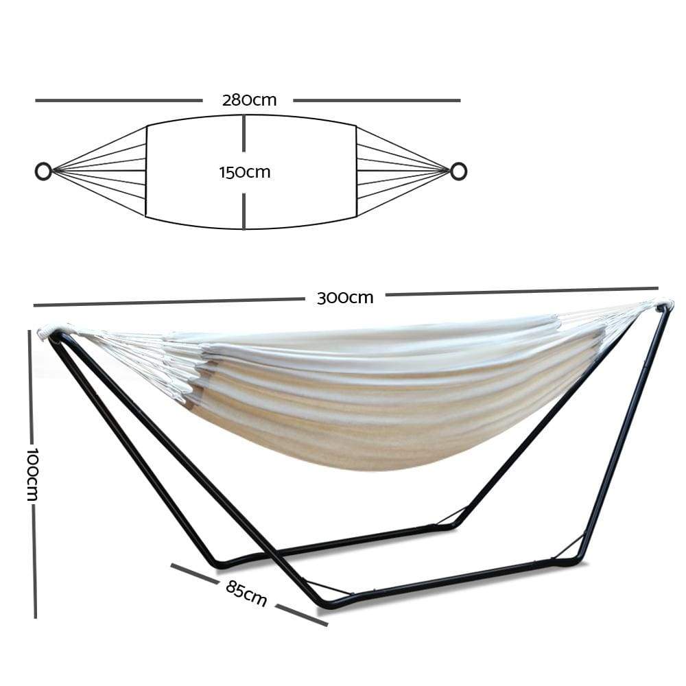 1000x1000 Gardeon Hammock Bed With Steel Frame Stand Hm Bed Kit U S Cream