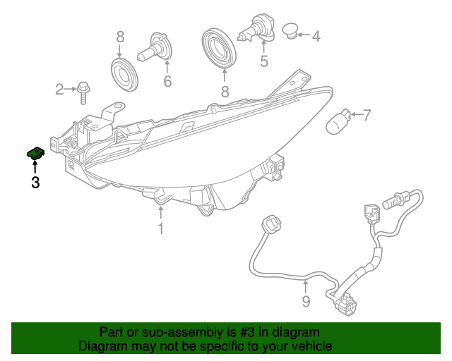 640x512 Headlamp Assembly U Nut