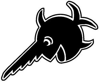 327x276 U Boat Sticker Swordfish Smiling Fish Design Black X Cm