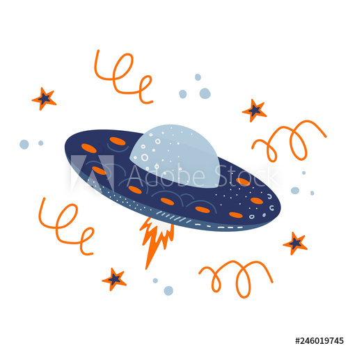 500x500 Vector Illustration Of A Hand Drawing Of A Ufo Spacecraft