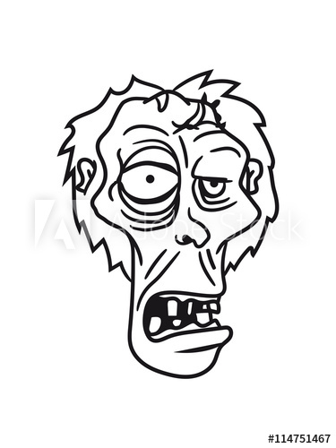 375x500 Zombie Face Head Ugly Comic Cartoon Funny Halloween Horror